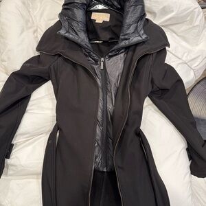 Michael Kors Black Trench Coat with Hood